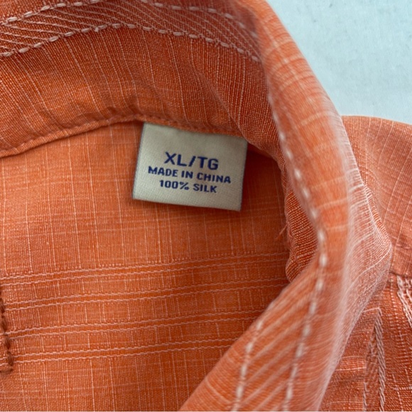 Tommy Bahama 100% Silk Maui Border Shirt Button Up Orange Coral Men’s XL - Picture 4 of 11